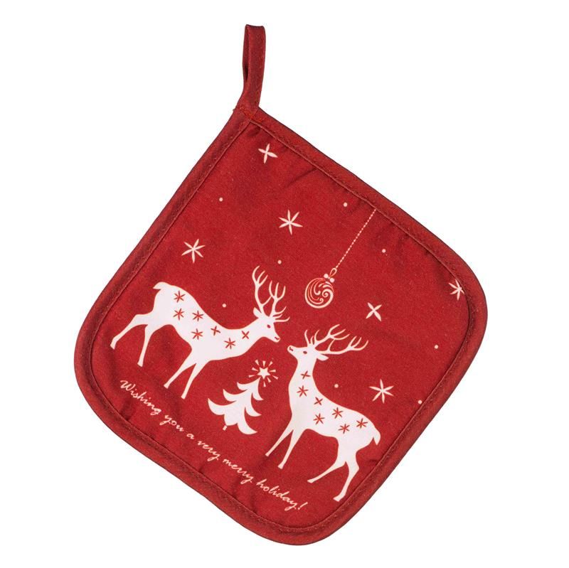Прихватка Ardesto Christmas Happy Holidays 20х20см, 90% поліестер, 10% бавовна, червоний
