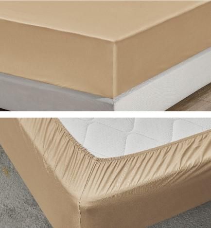 Простирадло на резинці Ardesto Mix&amp;Match, 160х200+30см, 100% бавовна, сатин, бежевий