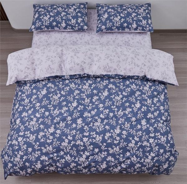 КПБ 1.5сп Ardesto Gloria, підковдра 160х220см, простирадло 160х220см, наволочки (2) 50х70см, 100% бавовна, сатин, квіти синій