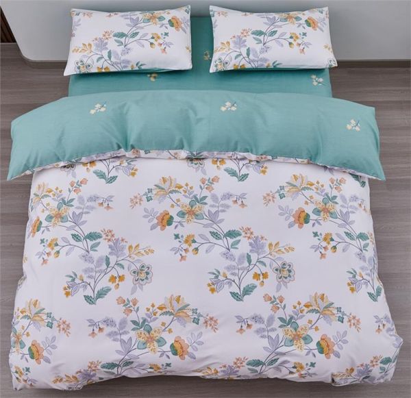 КПБ 1.5сп Ardesto Gloria, підковдра 160х220см, простирадло 160х220см, наволочки (2) 50х70см, 100% бавовна, сатин, квіти зелений