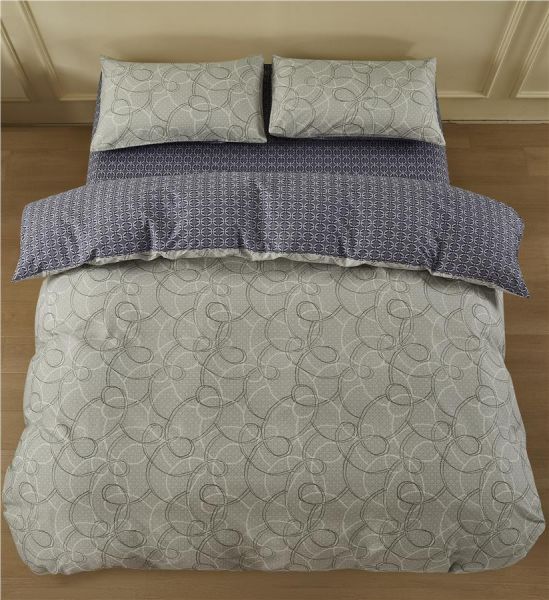 КПБ 1.5сп Ardesto Gloria, підковдра 160х220см, простирадло 160х220см, наволочки (2) 50х70см, 100% бавовна, сатин, геометрія, сіро-синій
