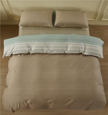 КПБ 1.5сп Ardesto Gloria, підковдра 160х220см, простирадло 160х220см, наволочки (2) 50х70см, 100% бавовна, сатин, смужки, коричневий