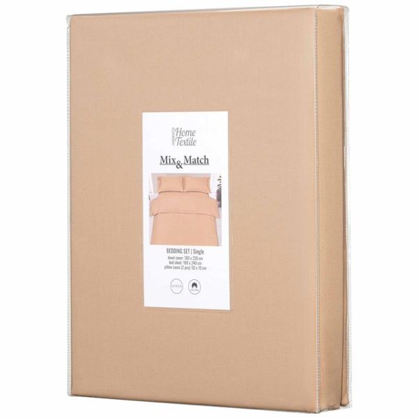 КПБ 1.5сп Ardesto Mix&amp;Match, підковдра 160х220см, простирадло 180х240см, наволочки (2) 50х70см, 100% бавовна, сатин, бежевий