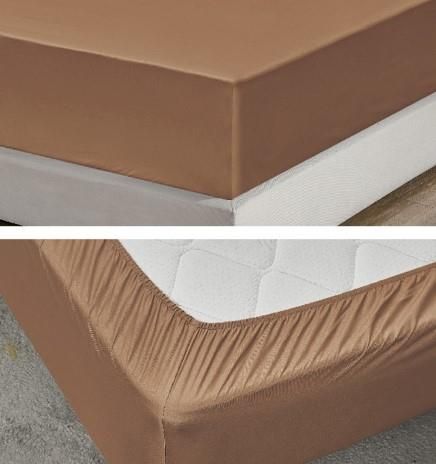 Простирадло на резинці Ardesto Mix&amp;Match, 180x200+30см, 100% бавовна, сатин, коричневий