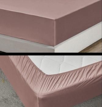 Простирадло на резинці Ardesto Mix&amp;Match Premium, 180x200+30см, 100% бавовна, сатин, рожевий світлий