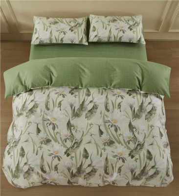 КПБ 2.0сп Ardesto Gloria, підковдра 200х220см, простирадло 230х240см, наволочки (2) 50х70см, 100% бавовна, сатин, квіти, зелений
