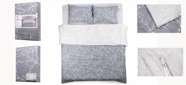 КПБ 2.0сп Ardesto Gloria, підковдра 200х220см, простирадло 230х240см, наволочки (2) 50х70см, 100% бавовна, сатин, гілочки сірі