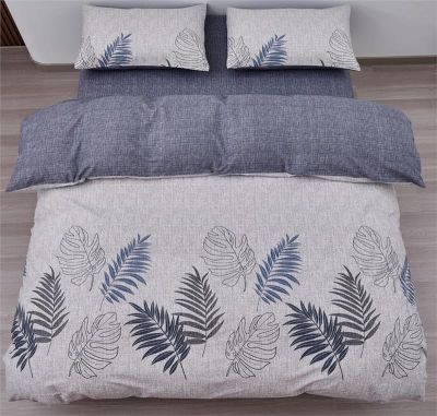 КПБ 2.0сп Ardesto Gloria, підковдра 200х220см, простирадло 230х240см, наволочки (2) 50х70см, 100% бавовна, сатин, листя сірий