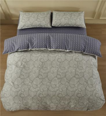 КПБ 2.0сп Ardesto Gloria, підковдра 200х220см, простирадло 230х240см, наволочки (2) 50х70см, 100% бавовна, сатин, геометрія, сіро-синій