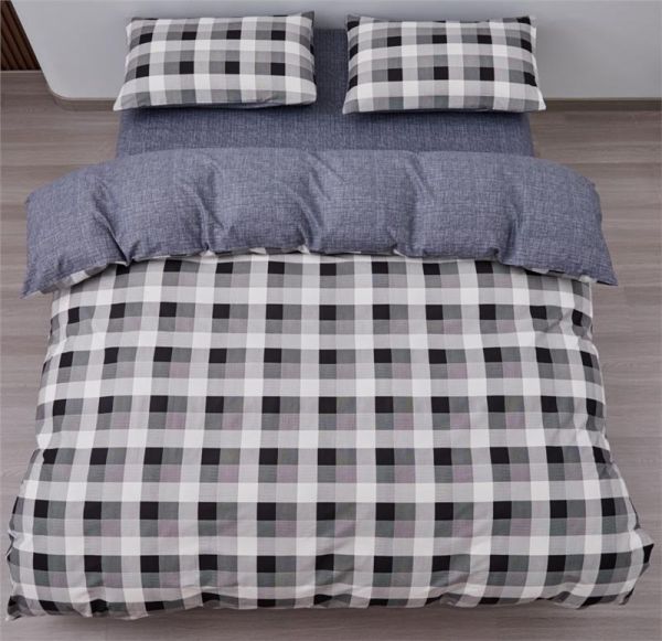 КПБ 2.0сп Ardesto Gloria, підковдра 200х220см, простирадло 230х240см, наволочки (2) 50х70см, 100% бавовна, сатин, квадрати сірий