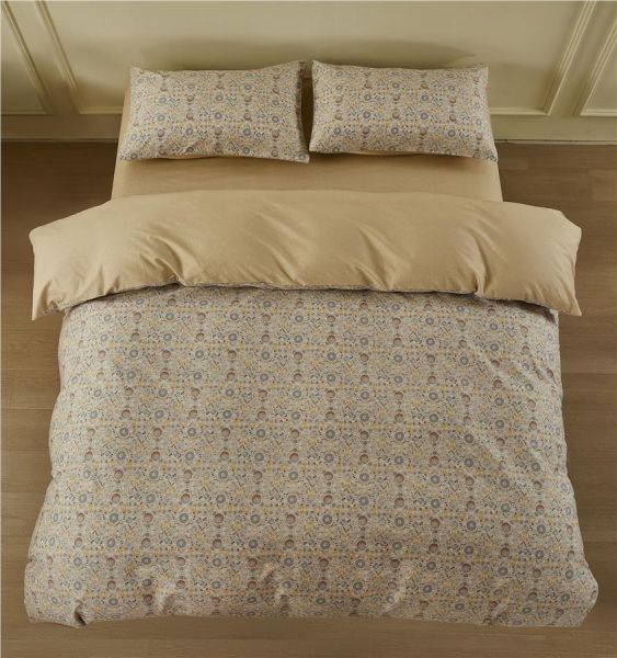 КПБ 2.0сп Ardesto Gloria, підковдра 200х220см, простирадло 230х240см, наволочки (2) 50х70см, 100% бавовна, сатин, польові квіти, бежевий
