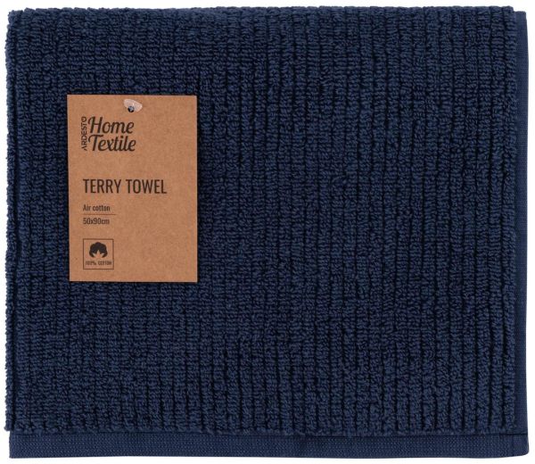 Рушник махровий Ardesto Air, 50х90см, 100% бавовна, синій