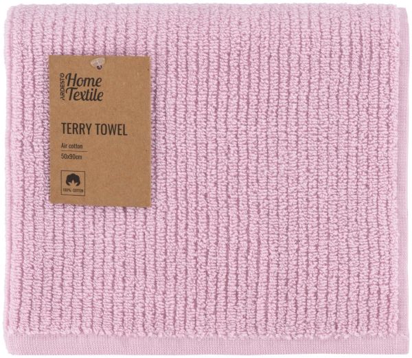 Рушник махровий Ardesto Air, 50х90см, 100% бавовна, рожевий