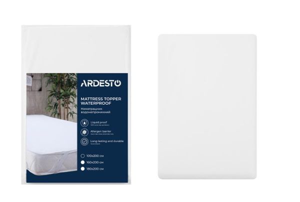 Наматрацник водонепроникний Ardesto Sleepwell 100х200см, 80% бавовна, 20% поліуретан, білий