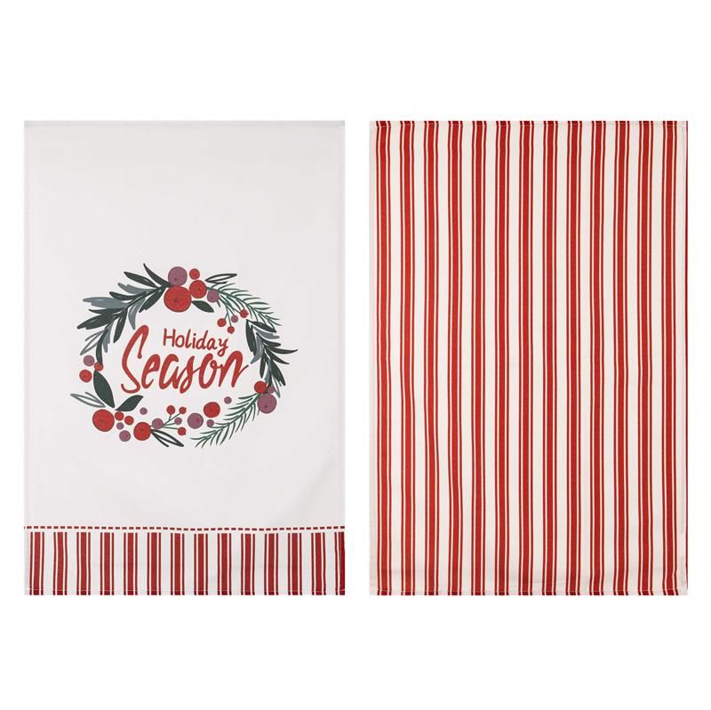 Набір рушничків для кухні Ardesto Christmas Happy Holidays 45х65см, 2шт,  90% поліестер, 10% бавовна, червоно-білий