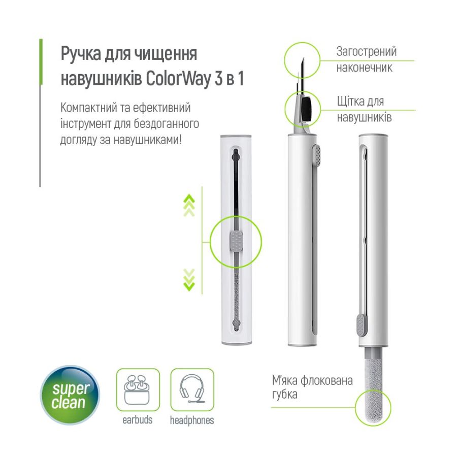 Набор ColorWay Earphone Cleaning Kit 3in1 для чистки наушников