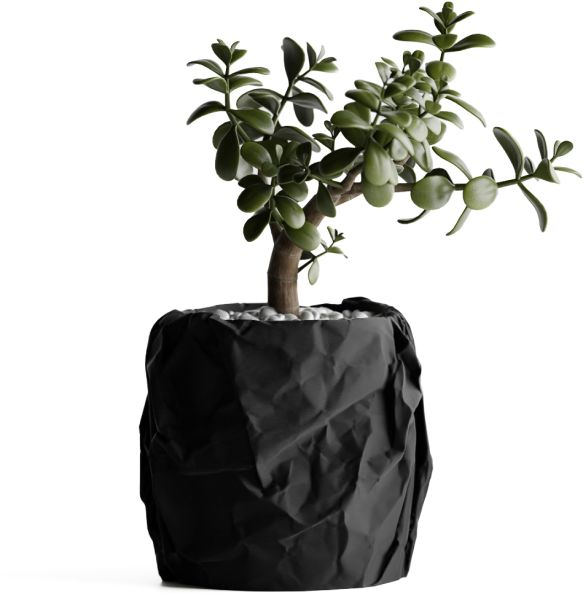Кашпо Hpinvent Crumbled Paper Round Planter (Black)