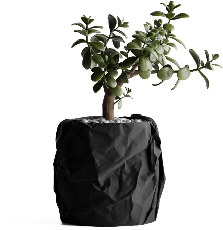 Кашпо Crumbled Paper Round Planter (Black)