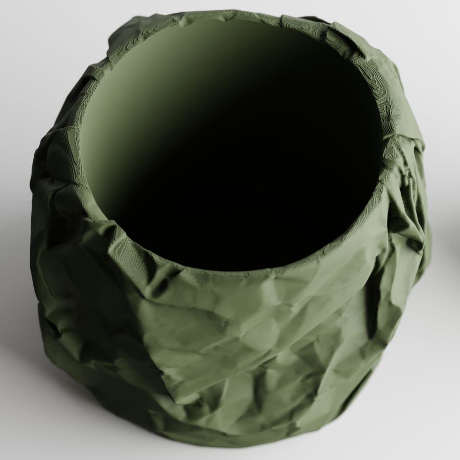 Кашпо Crumbled Paper Round Planter (Olive Green)