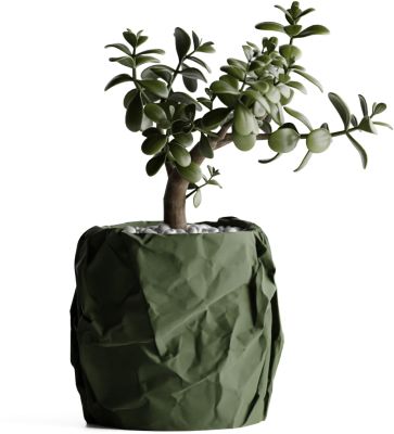 Кашпо Crumbled Paper Round Planter (Olive Green)