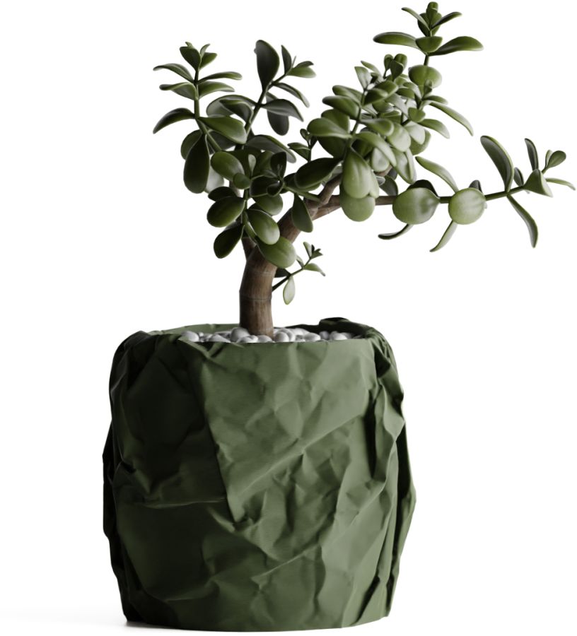 Кашпо Crumbled Paper Round Planter (Olive Green)
