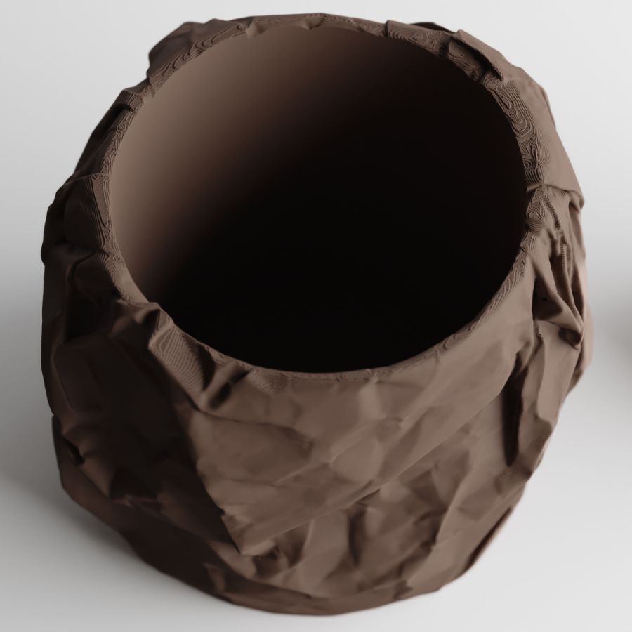 Кашпо Crumbled Paper Round Planter (Dark Brown)