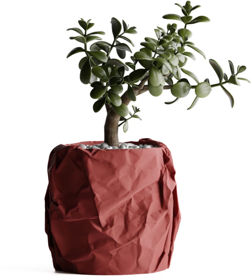 Кашпо Crumbled Paper Round Planter (Dark Red)