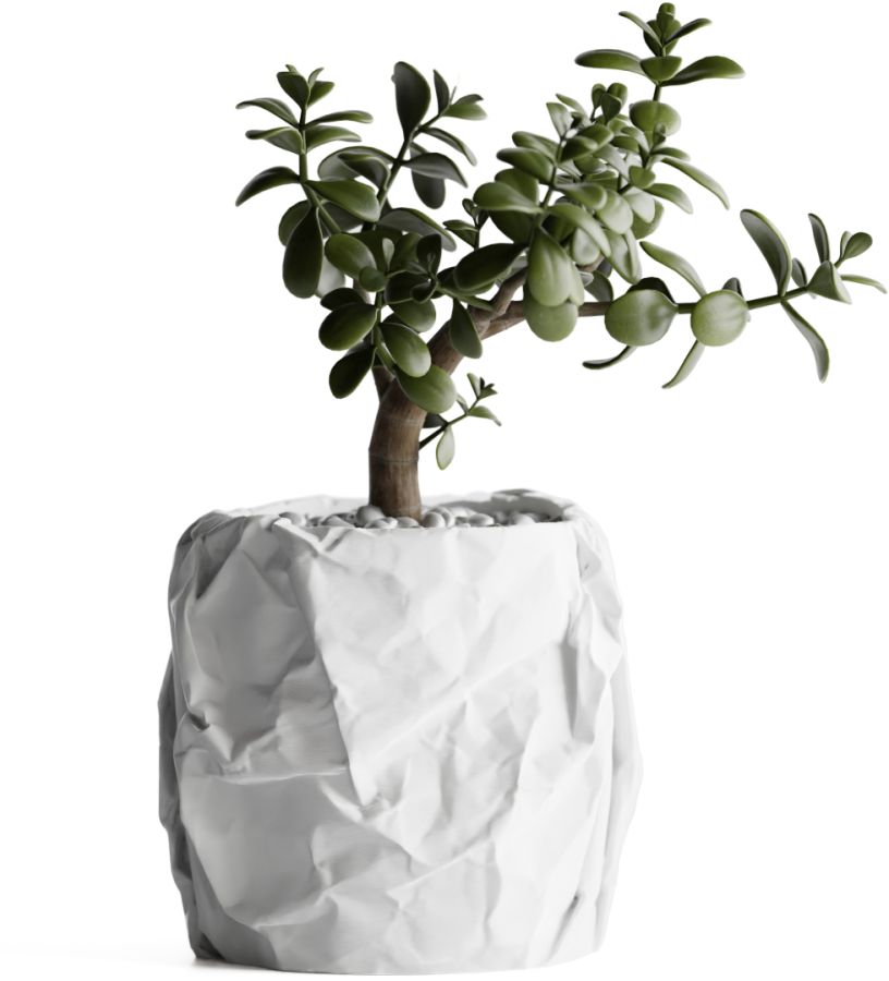 Кашпо Crumbled Paper Round Planter (White)