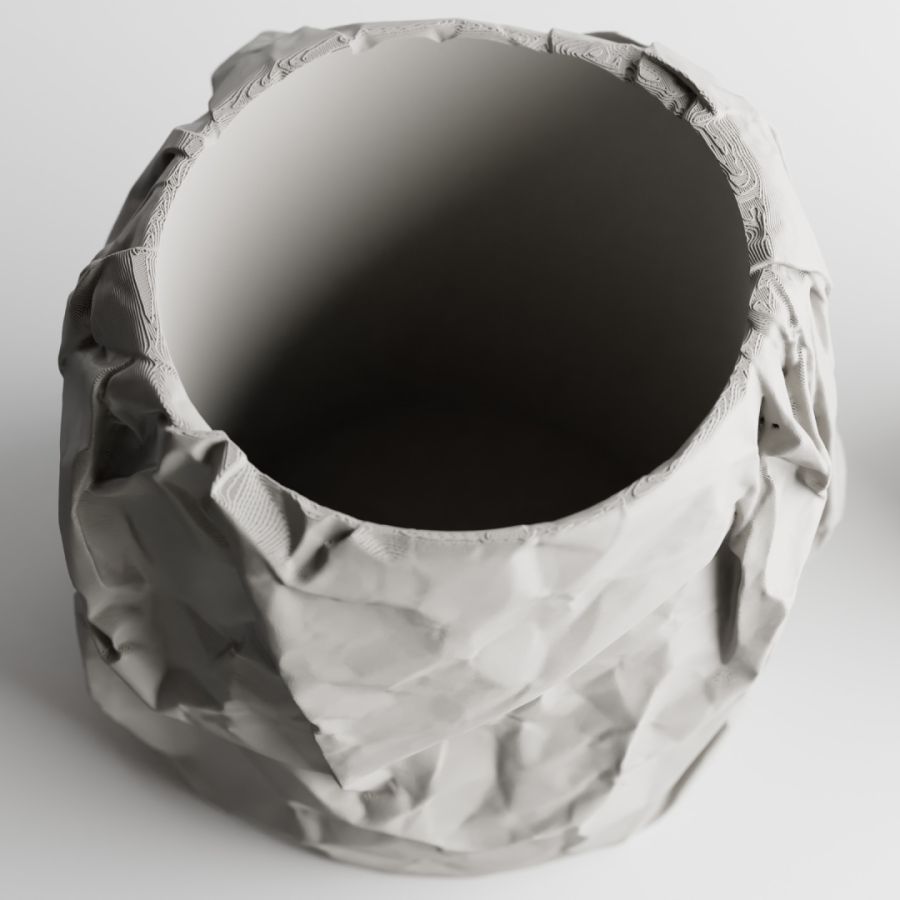 Кашпо Crumbled Paper Round Planter (Grey)