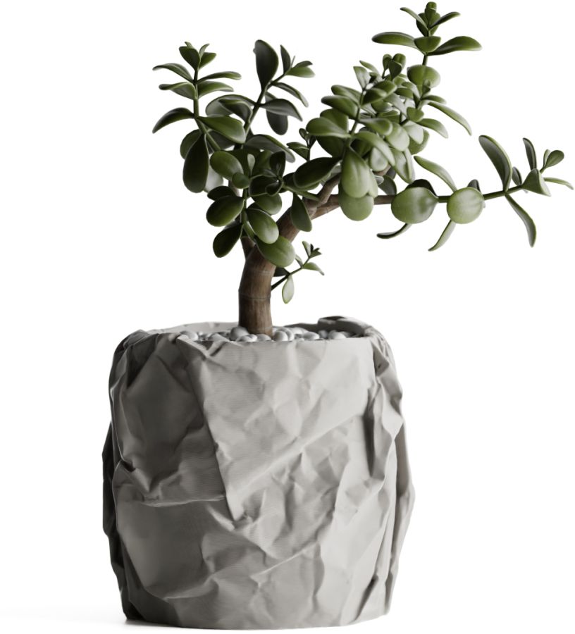 Кашпо Crumbled Paper Round Planter (Grey)