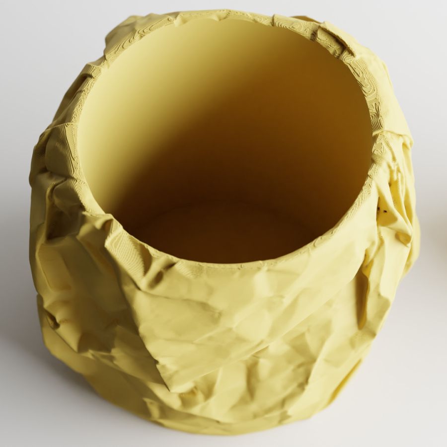 Кашпо Crumbled Paper Round Planter (Yellow)