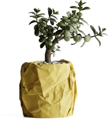 Кашпо Crumbled Paper Round Planter (Yellow)