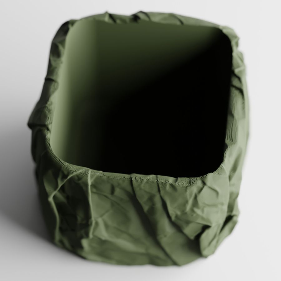 Кашпо Crumbled Paper Square Planter (Olive Green)