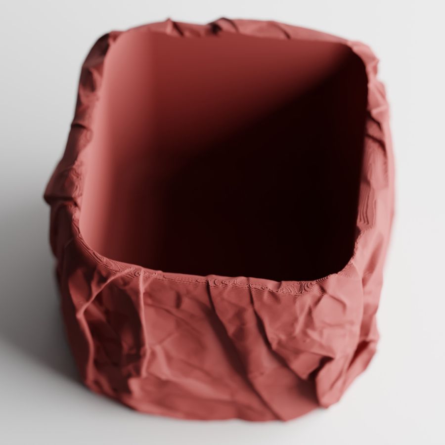 Кашпо Crumbled Paper Square Planter (Dark Red)