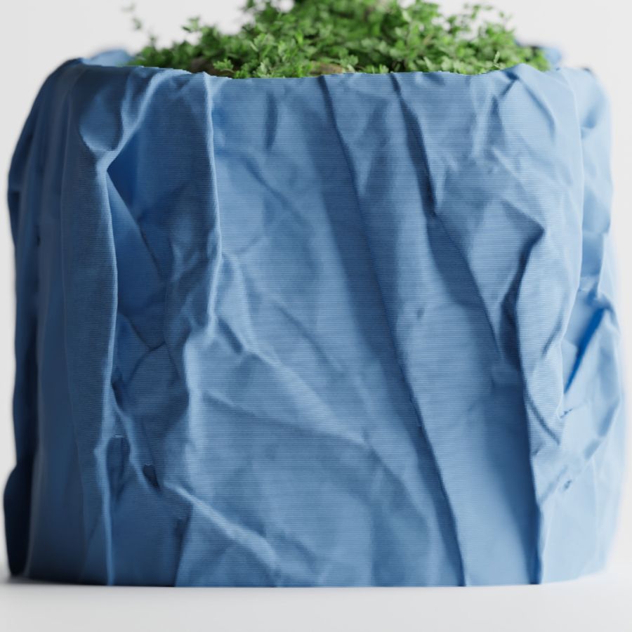 Кашпо Crumbled Paper Square Planter (Light Blue)