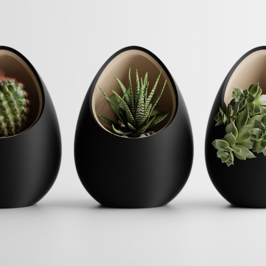 Кашпо Nest Planter (Black/Wood)