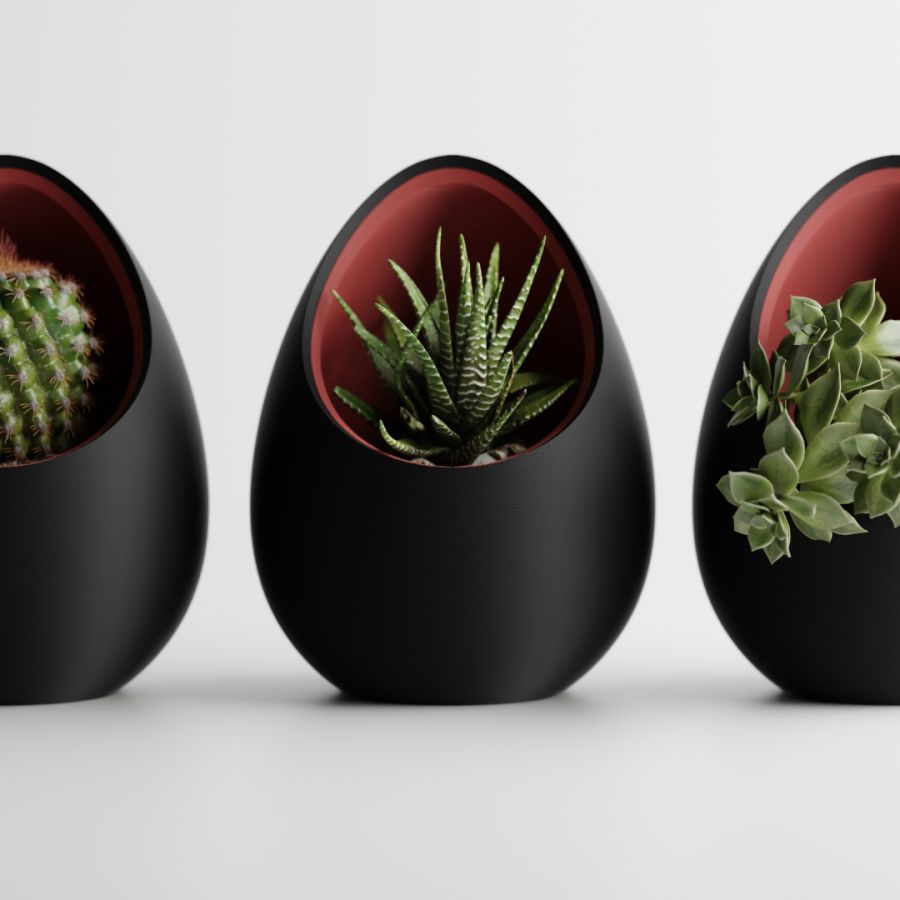 Кашпо Nest Planter (Black/Dark Red)