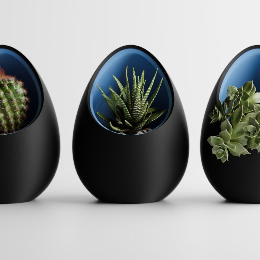 Кашпо Nest Planter (Black/Light Blue)