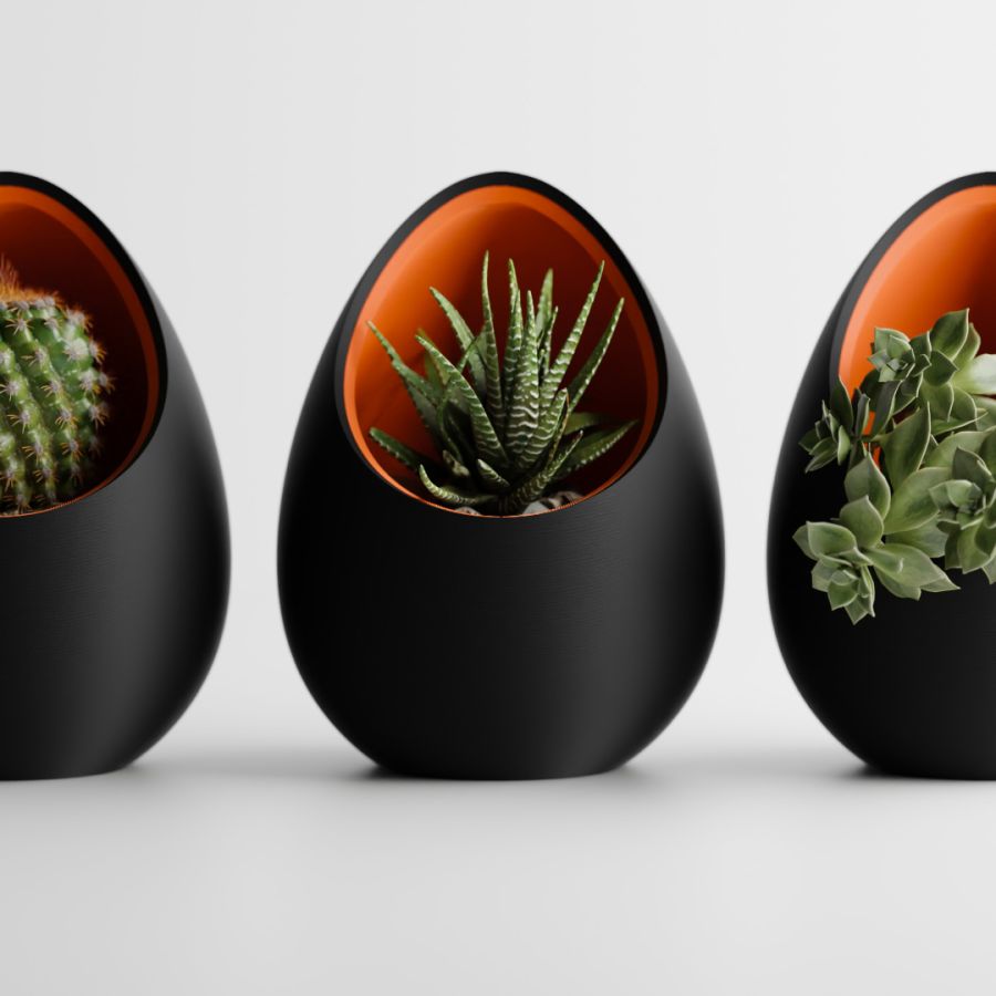 Кашпо Nest Planter (Black/Orange)
