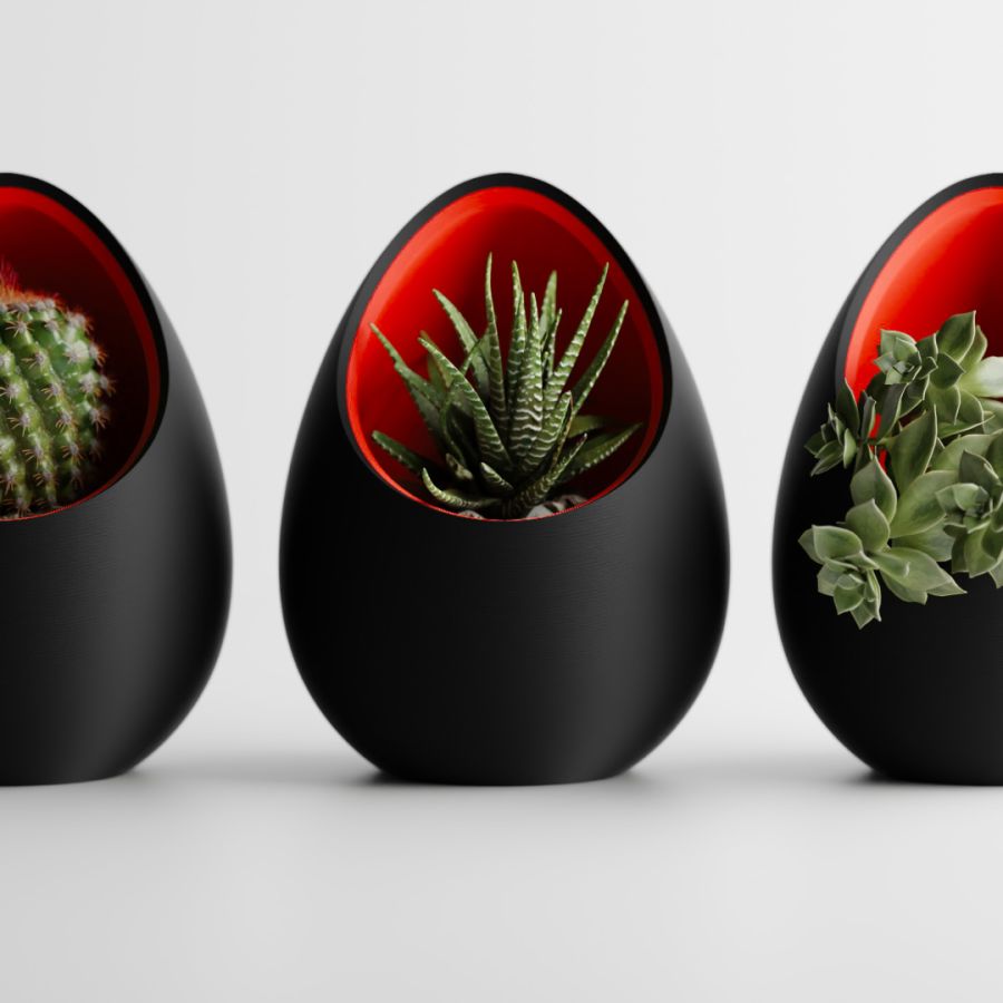 Кашпо Nest Planter (Black/Red)
