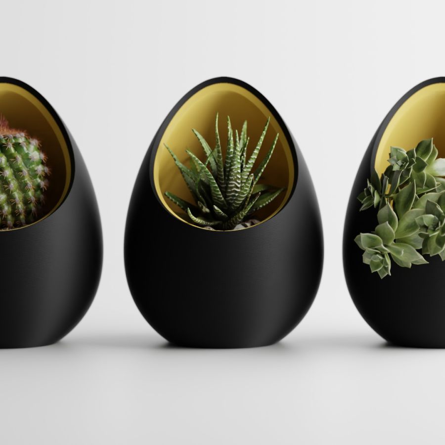 Кашпо Nest Planter (Black/Yellow)