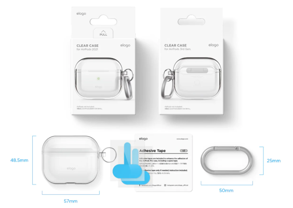 Чехол Elago Clear Hang Case для AirPods 3 (Lovely Pink)