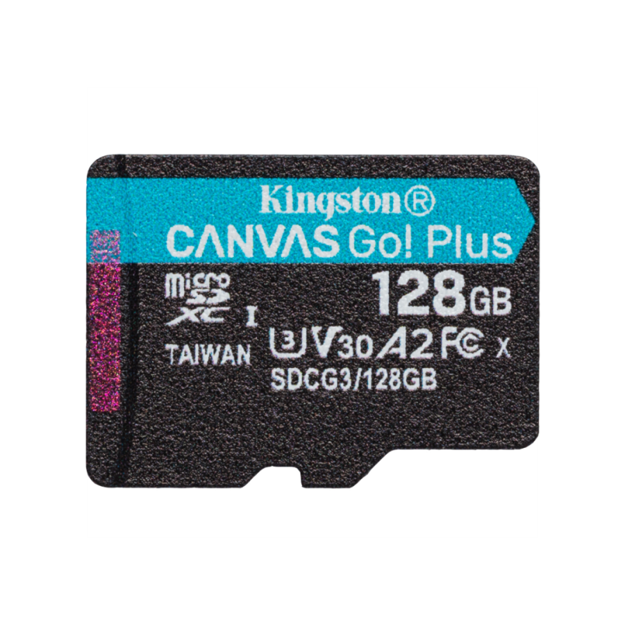 Карта памʼятi Kingston CANVAS Go! Plus 128GB microSDXC + SD-адаптер C10 UHS-I U3 V30 A2 R170/W90MB/s