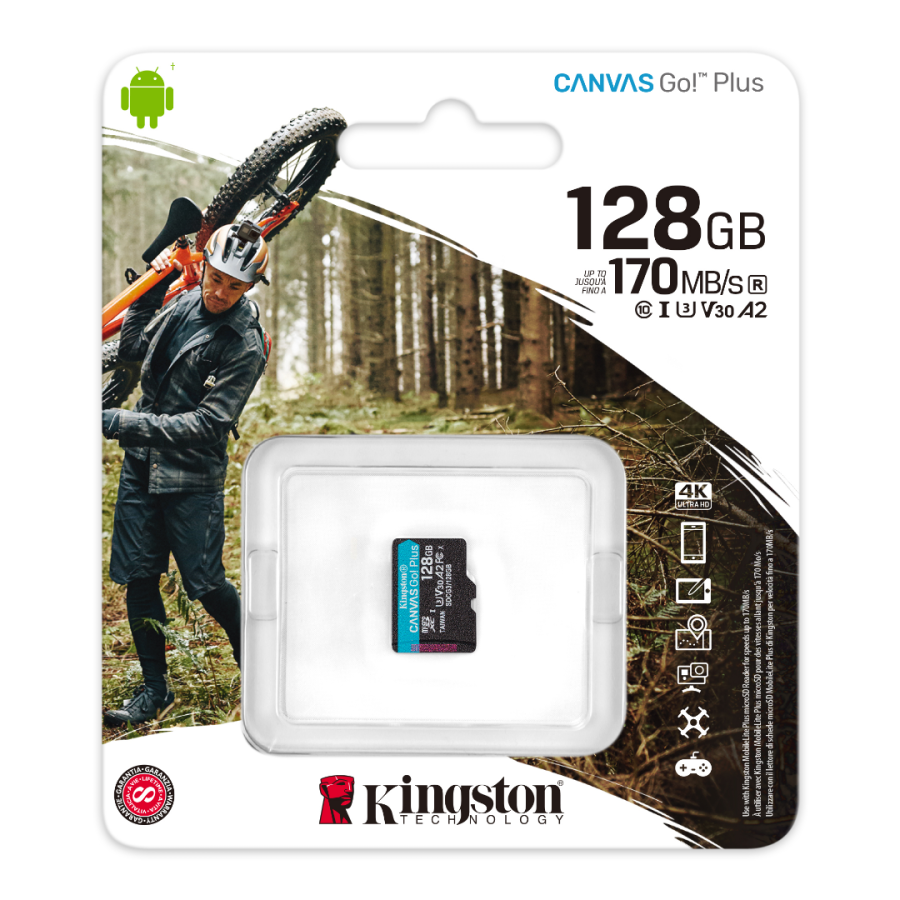 Карта памяти Kingston CANVAS Go! Plus 128GB microSDXC C10 UHS-I U3 A2 R170/W90MB/s