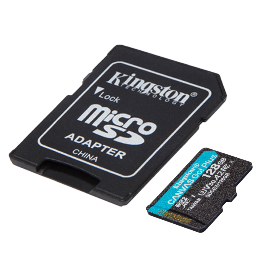 Карта памʼятi Kingston CANVAS Go! Plus 128GB microSDXC + SD-адаптер C10 UHS-I U3 V30 A2 R170/W90MB/s
