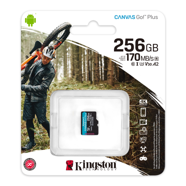 Карта памяти Kingston CANVAS Go! Plus 256GB microSDXC C10 UHS-I U3 A2 R170/W90MB/s