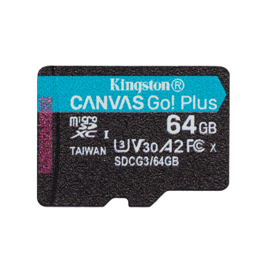 Карта памяти Kingston CANVAS Go! Plus 64GB microSDXC + SD-адаптер C10 UHS-I U3 A2 R170/W70MB/s