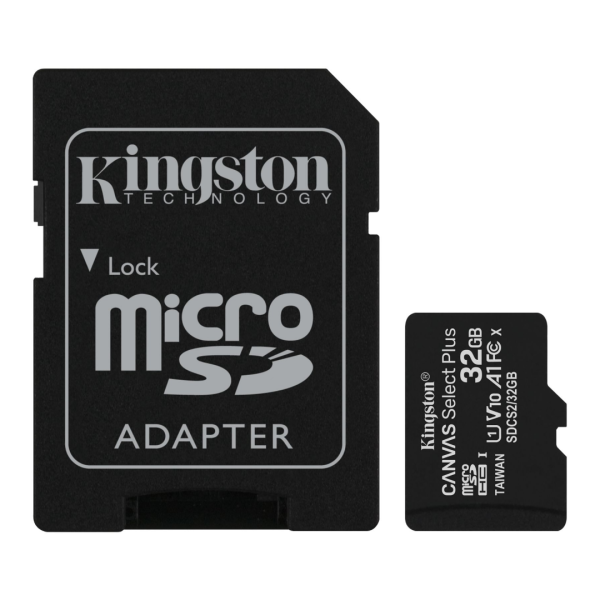 Карта памяти Kingston CANVAS Select Plus 32GB microSDHC + SD-адаптер C10 UHS-I U1 V10 A1 R100/W10MB/s