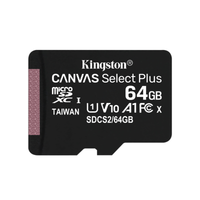 Карта памяти Kingston CANVAS Select Plus 64GB microSDXC C10 UHS-I U1 V10 A1 R100/W10MB/s