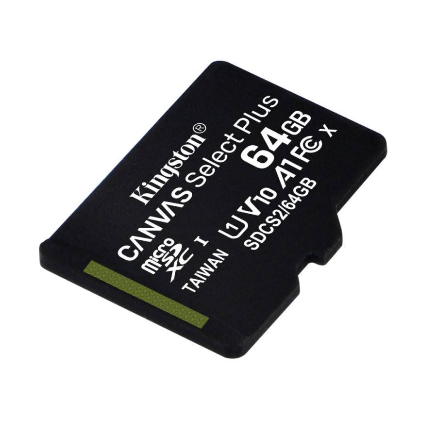 Карта памяти Kingston CANVAS Select Plus 64GB microSDXC + SD-адаптер C10 UHS-I U1 V10 A1 R100/W10MB/s